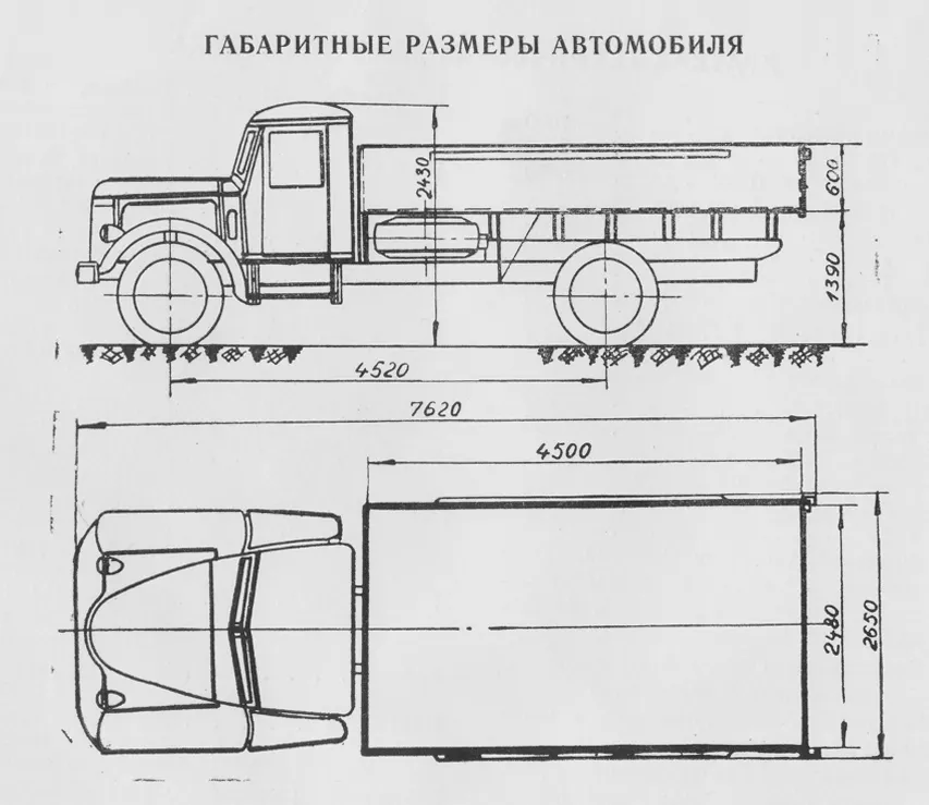 МАЗ-200 Габаритные размеры